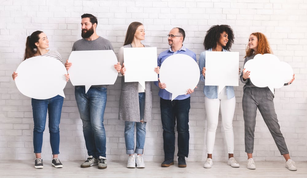 group with speech bubbles
